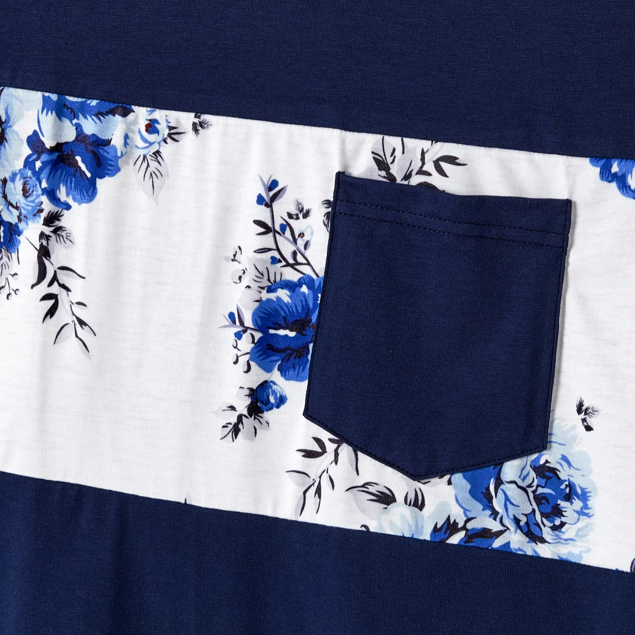 Men - Family Matching Allover Floral Print Dresses and Short-sleeve Colorblock T-shirts Sets - Blue - image 20