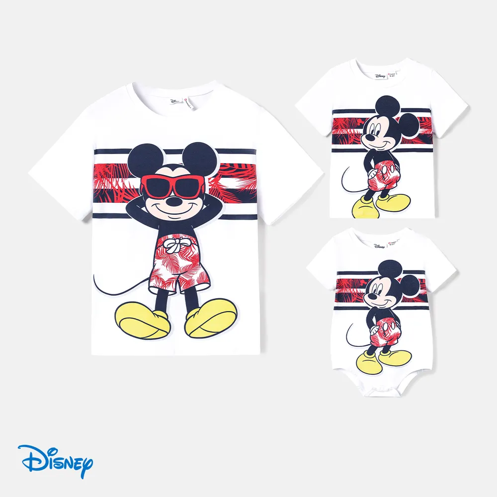 Disney Mickey and Friends بلايزر إطلالة العائلة طوق الجولة كم قصير حافة كشكشة نقش حيوانات big image 4