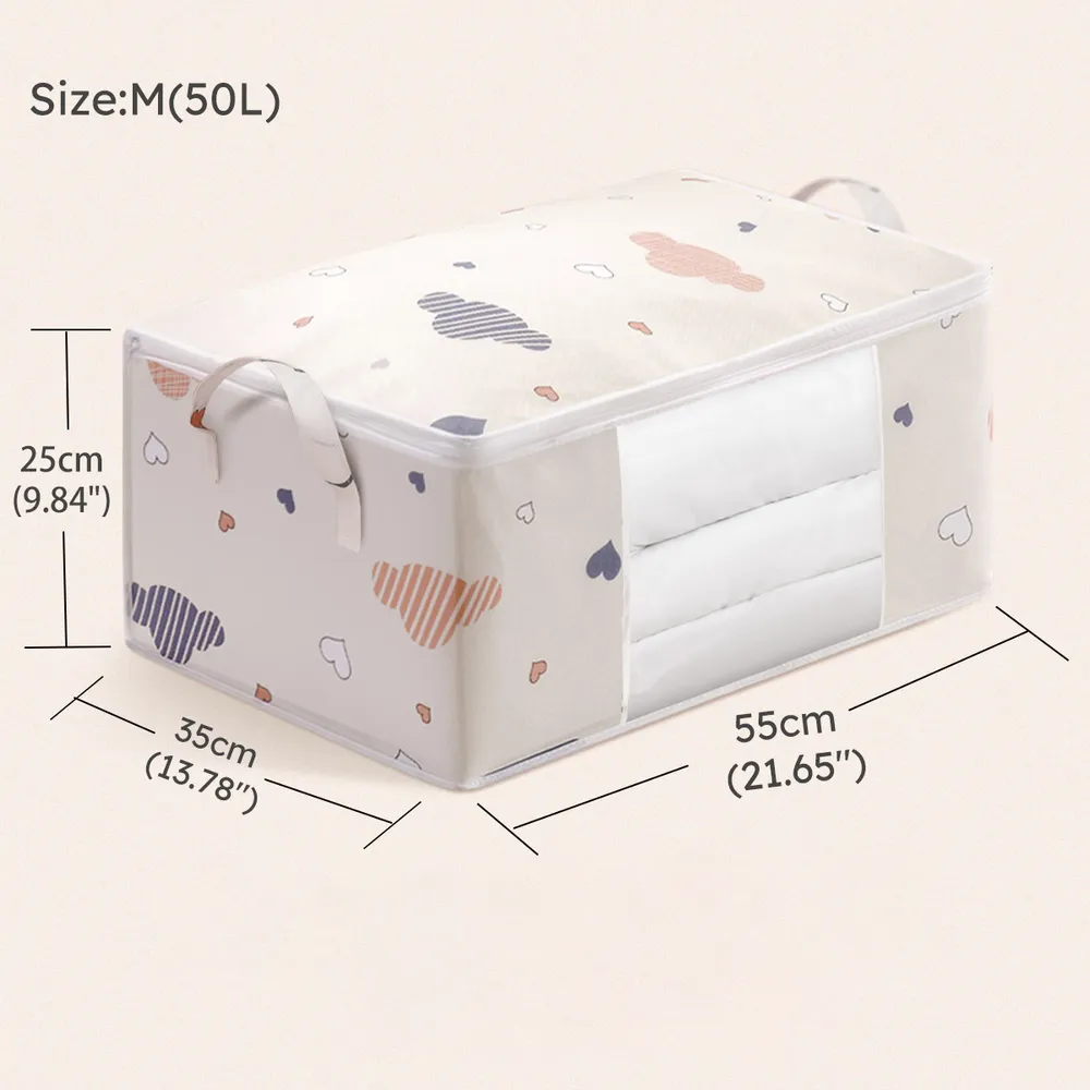 Large Capacity Clothes Quilt Storage Bag Organizer with Handle Clear Window Sturdy Zipper for Comforters Blankets Bedding Clothes big image 7