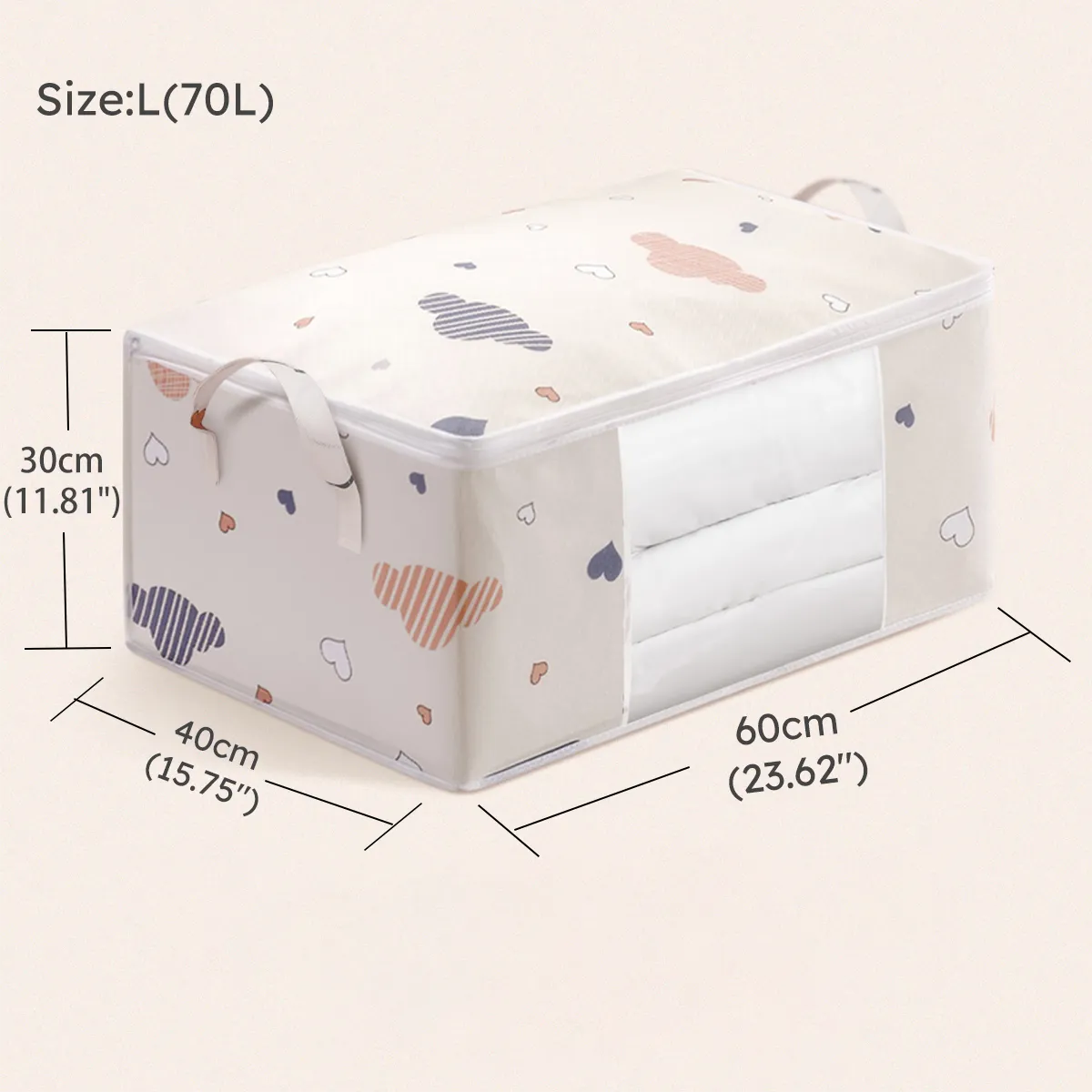 Large Capacity Clothes Quilt Storage Bag Organizer with Handle Clear Window Sturdy Zipper for Comforters Blankets Bedding Clothes  big image 8