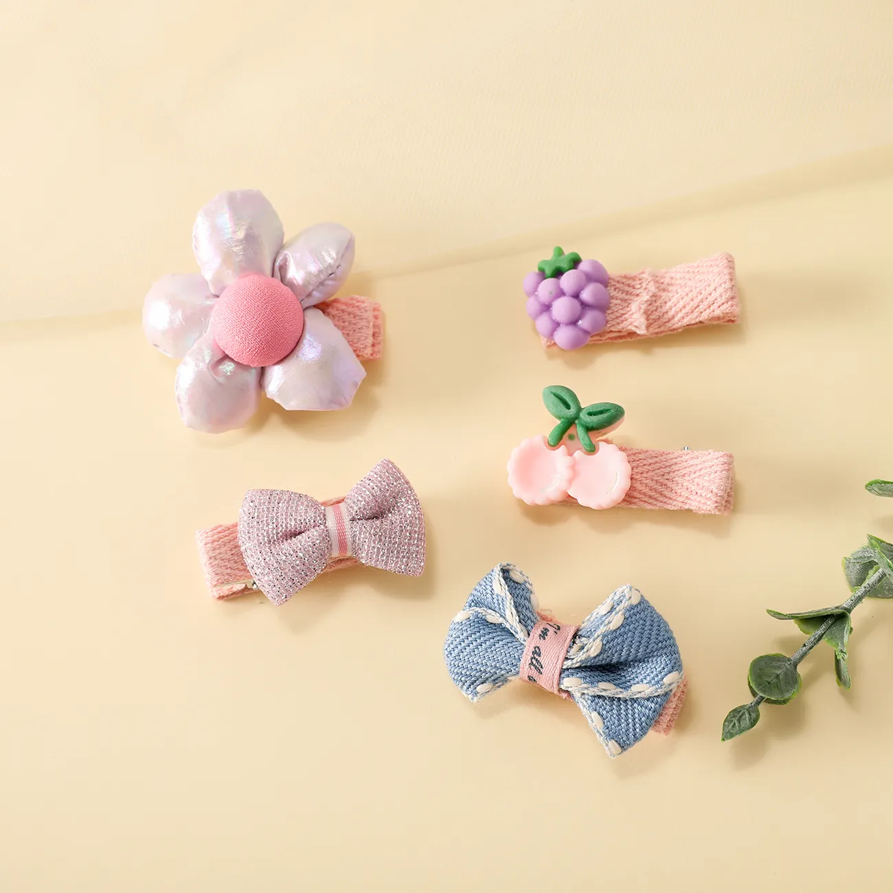 Paquete de 5 horquillas hechas a mano para niños pequeños / niños lindos Rosa claro big image 1