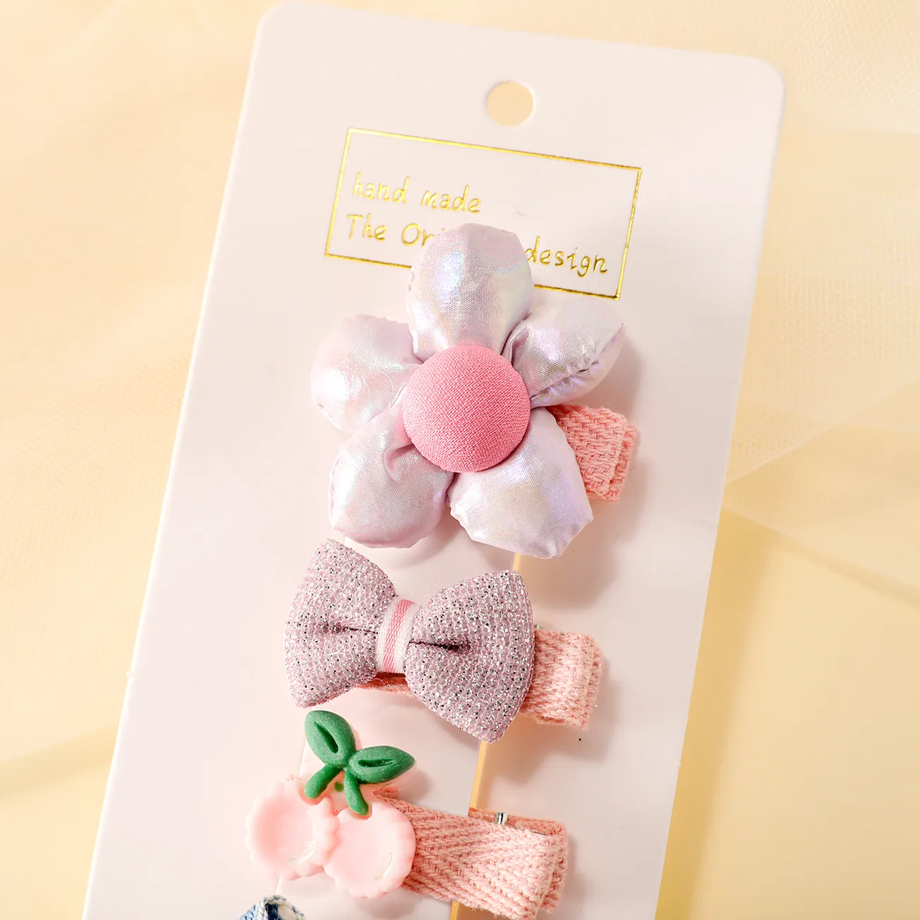 5-pack Toddler / Kid Cute Handmade Hairpin Rosa Chiaro big image 1