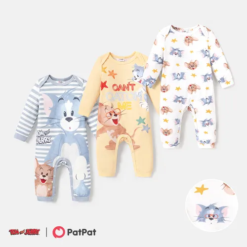 Tom and Jerry Baby Girl/Boy Character Print Long-sleeve Cotton Jumpsuit