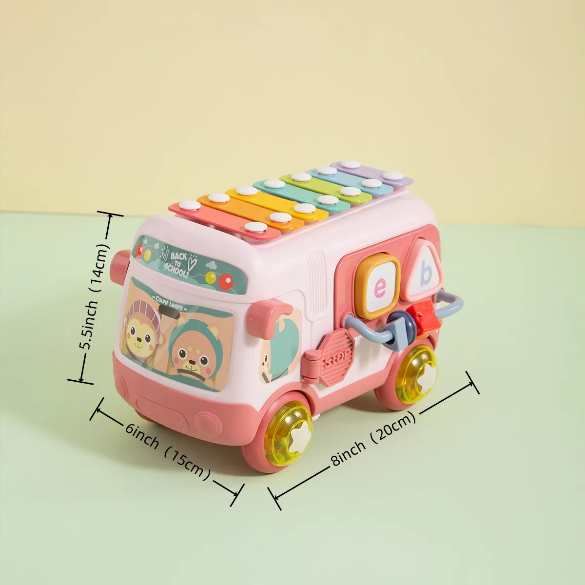 Juguetes de autobús de música para niños, instrumento de teclado para golpear, autobús de piano, juguete musical educativo montessori Color-A big image 1