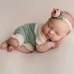 Newborn Photography Outfits with Headband Girl Lace Newborn Photography Props Clothing Set  image 3