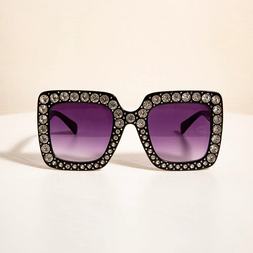 Kid Fashion Geometric Frame Rhinestones Sunglasses