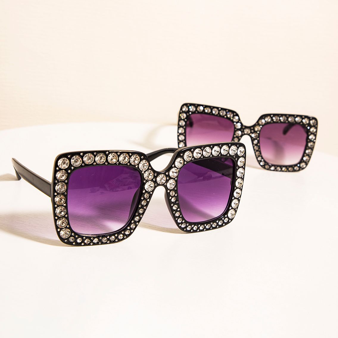 Kid Fashion Geometric Frame Rhinestones Sunglasses