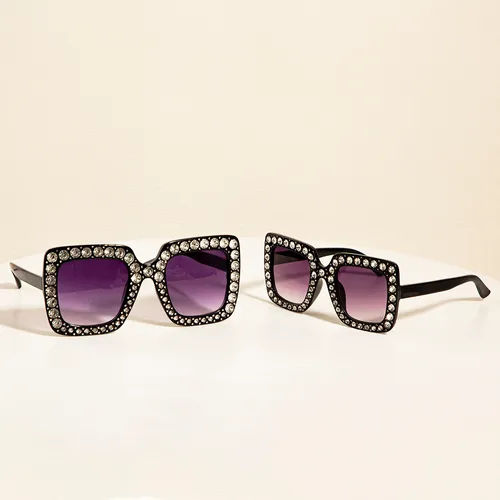 Kid Fashion Geometric Frame Rhinestones Sunglasses