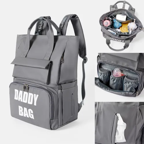 Diaper Bag Backpack Letter Print Stylish Daddy Bag Travel Back Pack
