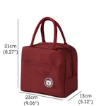 Functional Pattern Waterproof Lunch Box Portable Insulated Canvas Lunch Bag Food Picnic Lunch Bag Kids Women Burgundy