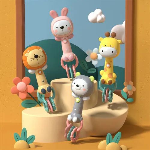 Baby Music Flashing Rattle Toys Rabbit Teether Hand Bells Mobile Infant Stop Weep Tear Rattles Newborn Early Educational Toy (Parts, Styles and Colors Are Random)