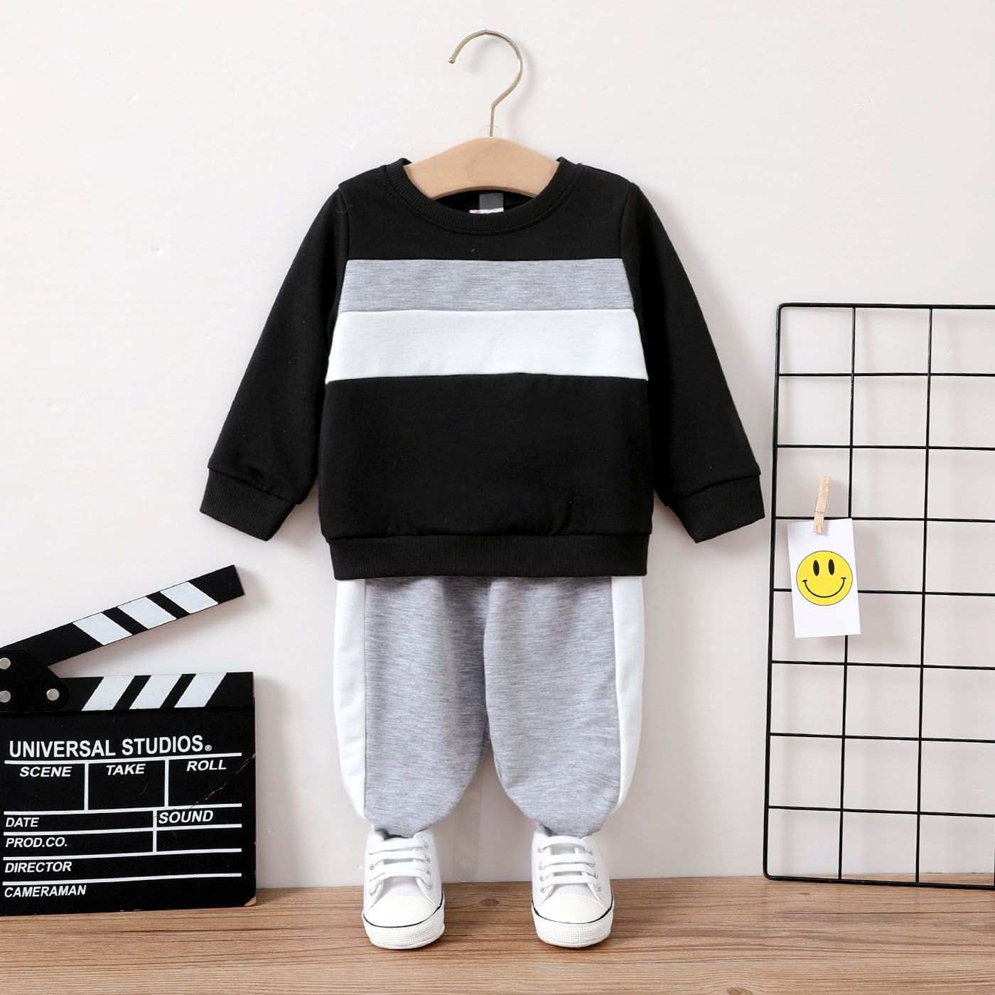2pcs Baby Boy Casual Color-block Long Sleeves Sets
