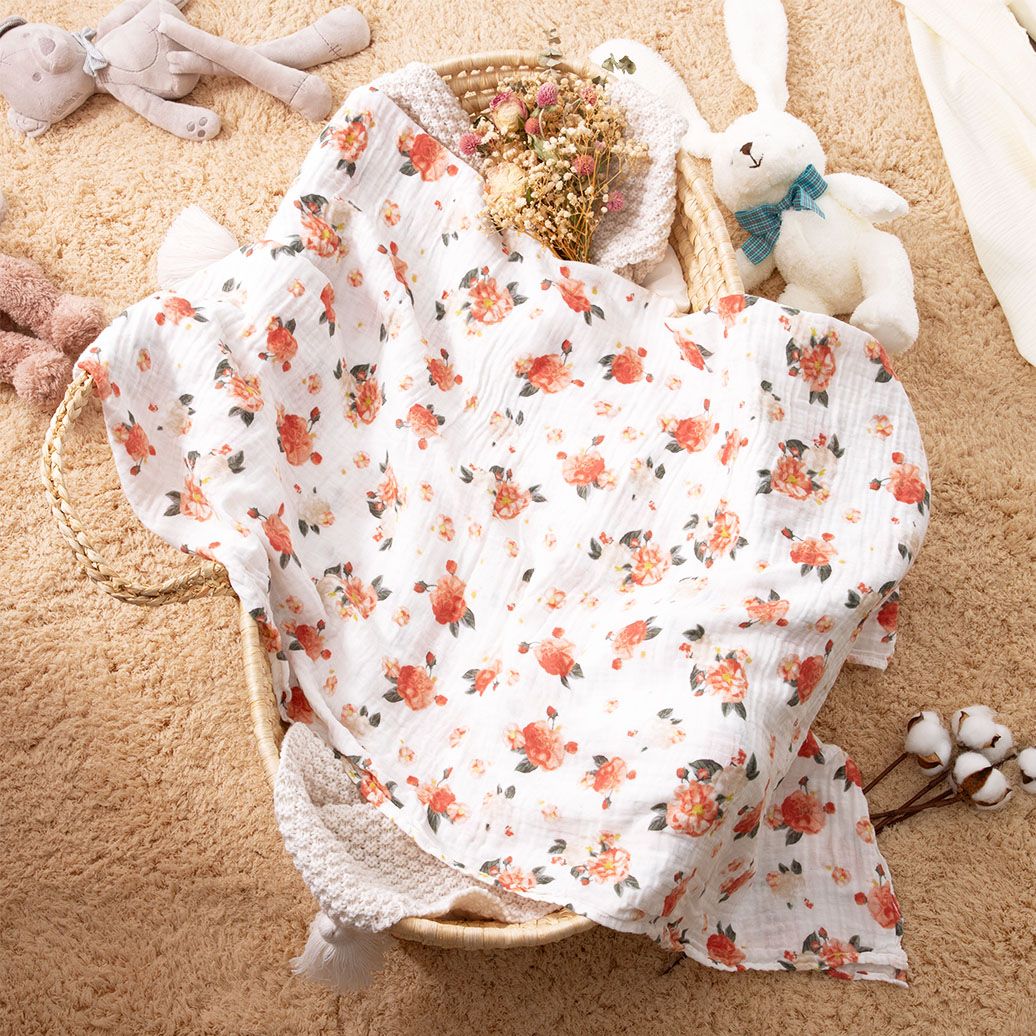 100% Cotton Muslin Baby Floral Pattern Wearable Blankets