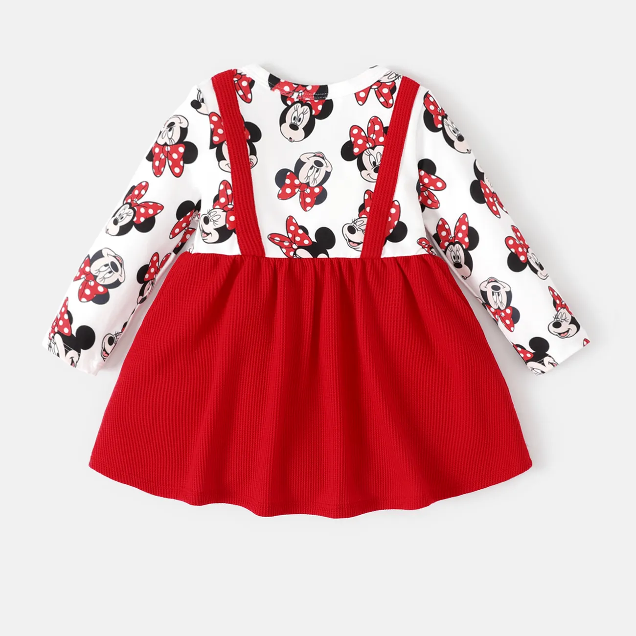 Disney Mickey and Friends 嬰兒 布料拼接 童趣 長袖 連衣裙 紅色 big image 1