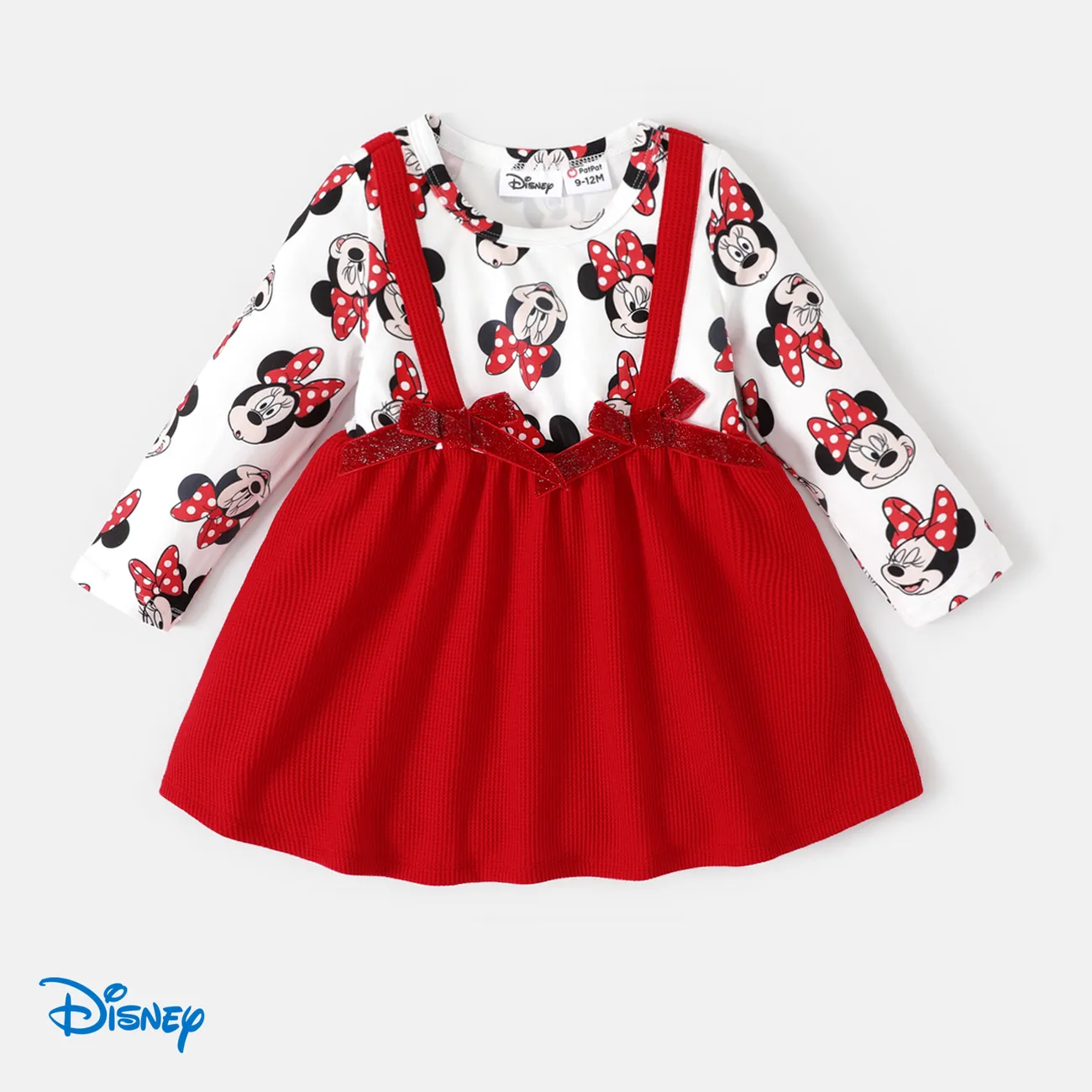 Disney Mickey and Friends Baby Girl Character Print Long-sleeve 2 In 1 Combo Dress  big image 1
