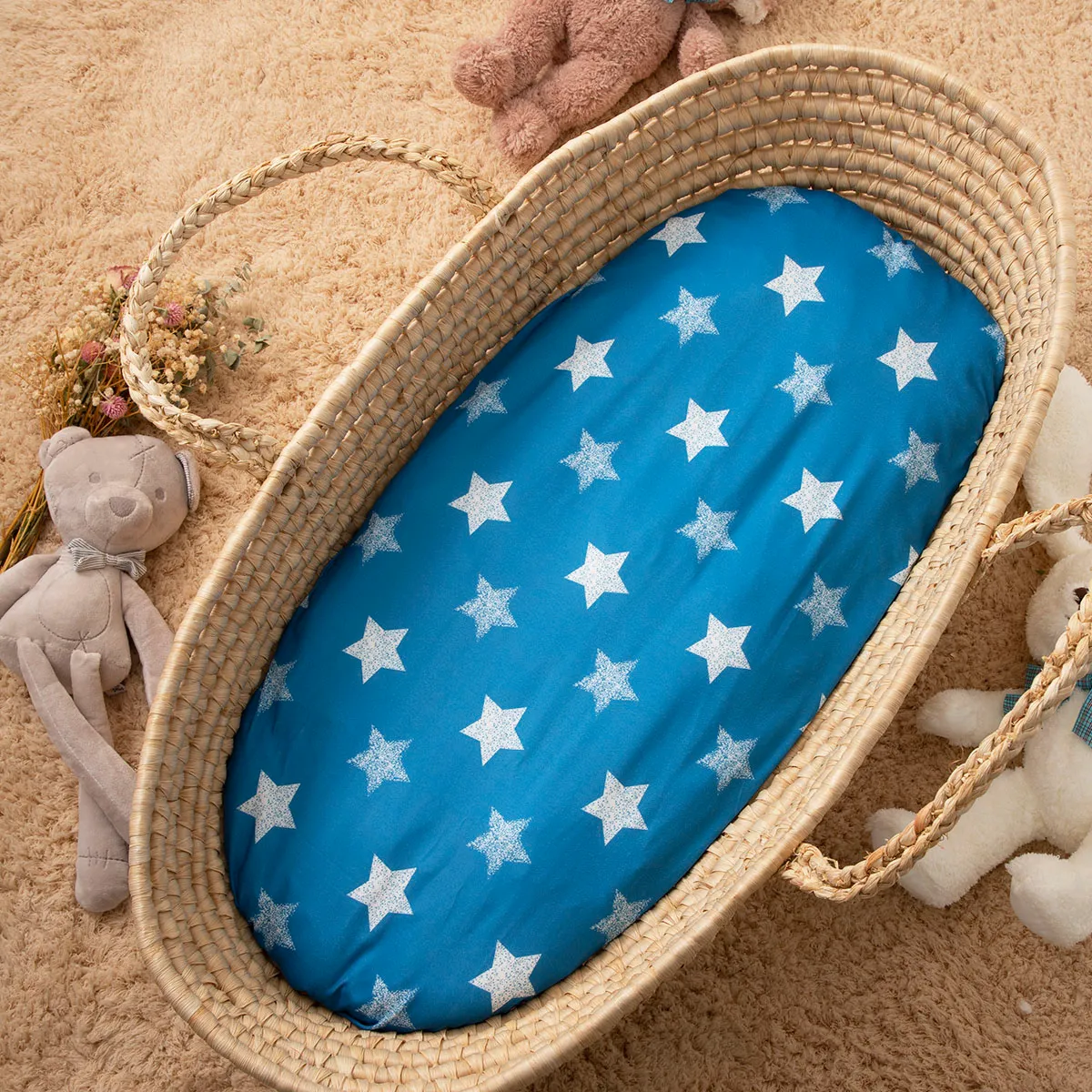 غطاء قابل للإزالة سرير الكتروني للأطفال قابل للإزالة غطاء قابل للغسل غطاء عش الطفل بدون سحاب أزرق big image 1
