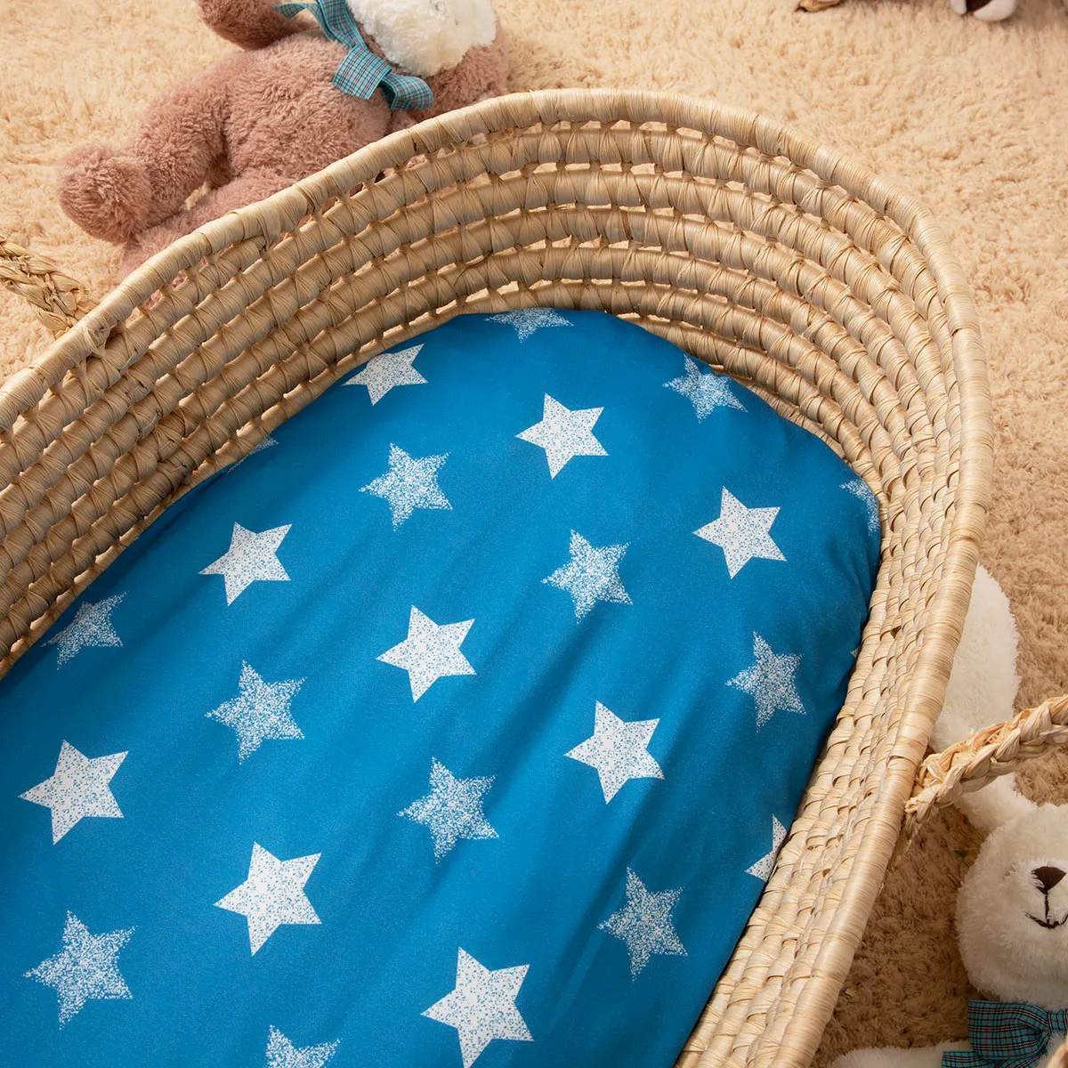 غطاء قابل للإزالة سرير الكتروني للأطفال قابل للإزالة غطاء قابل للغسل غطاء عش الطفل بدون سحاب أزرق big image 1
