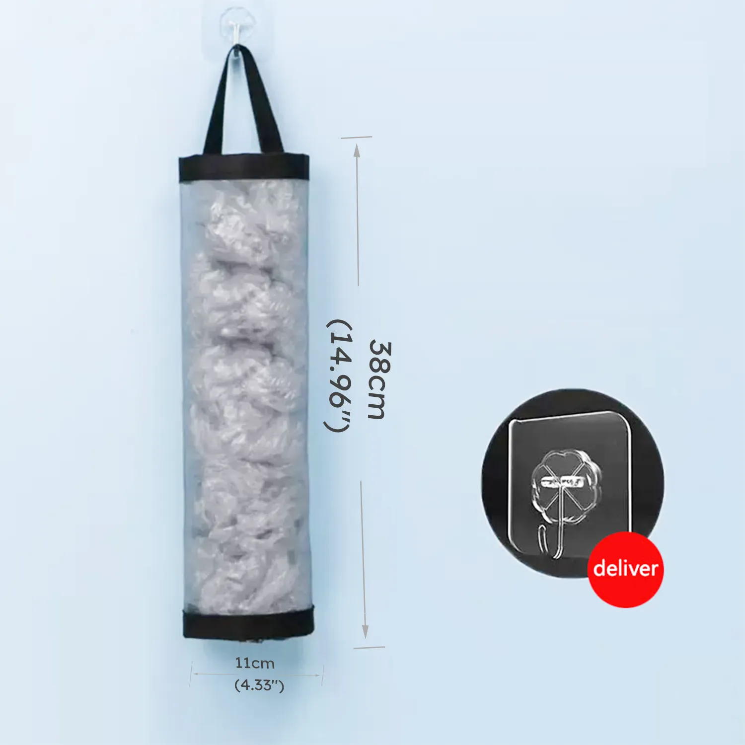 Mesh Garbage Bag Plastic Bag Holder Dispensers Folding Hanging Trash Storage Bag with Hook  image 1