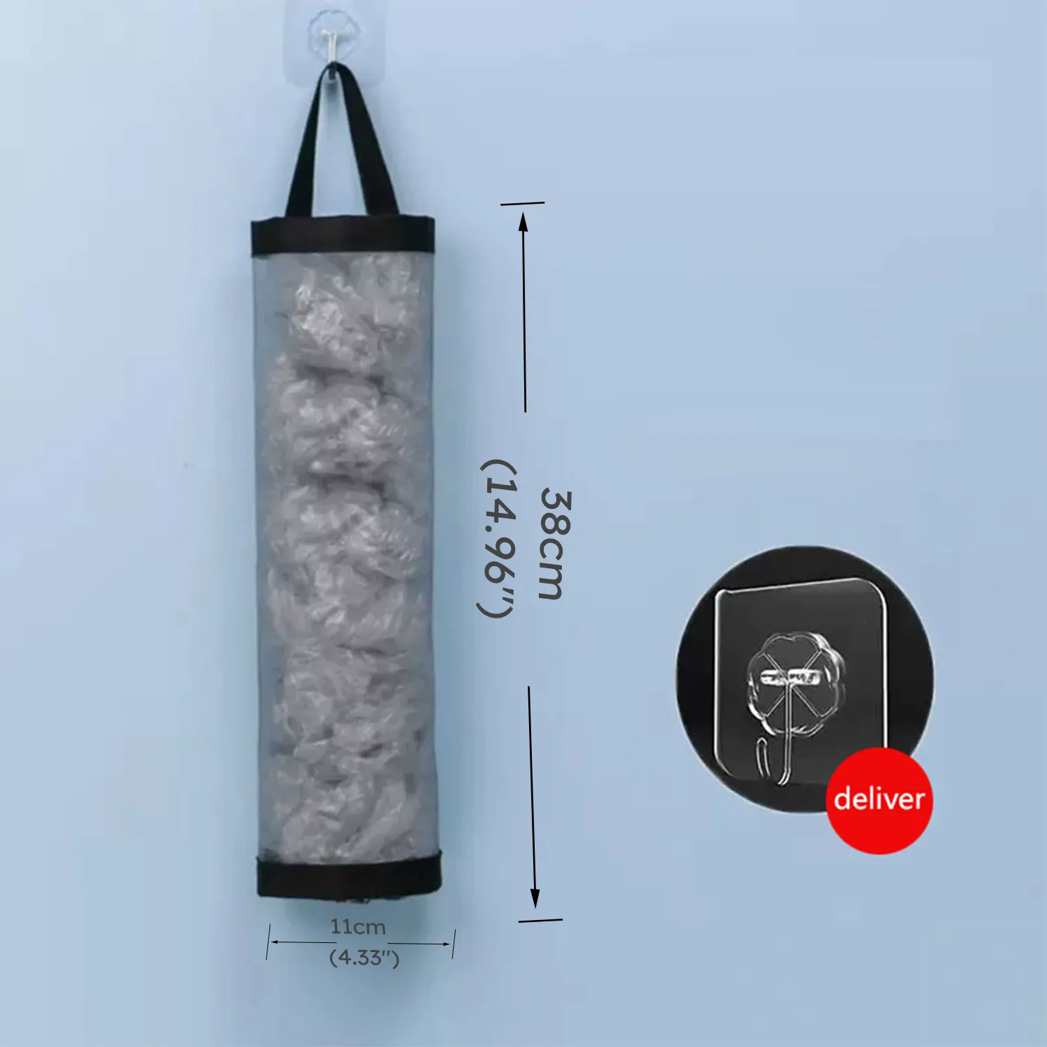 Mesh Garbage Bag Plastic Bag Holder Dispensers Folding Hanging Trash Storage Bag With Hook