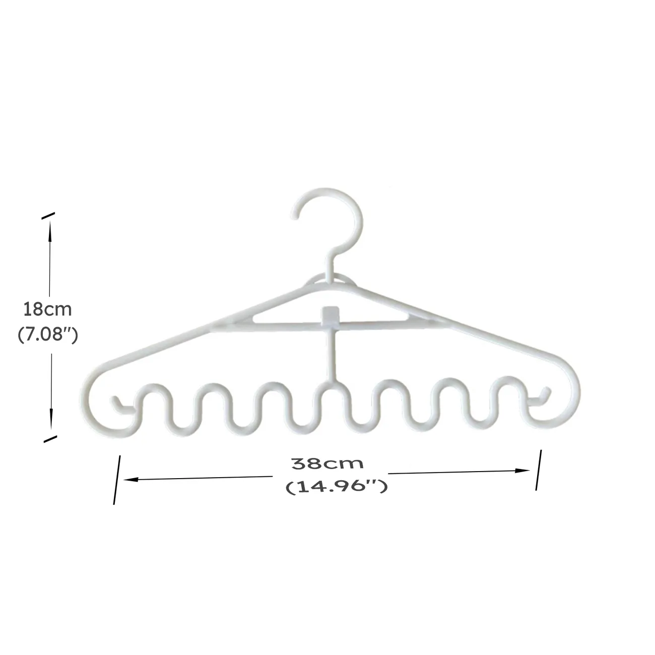 3-pack Wave Hangers Non-Slip Plastic Multifunction Hanging Drying Rack for Ties Scarfs Clothes Bags White big image 1