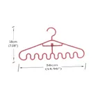 3-pack Wave Hangers Non-Slip Plastic Multifunction Hanging Drying Rack for Ties Scarfs Clothes Bags Pink