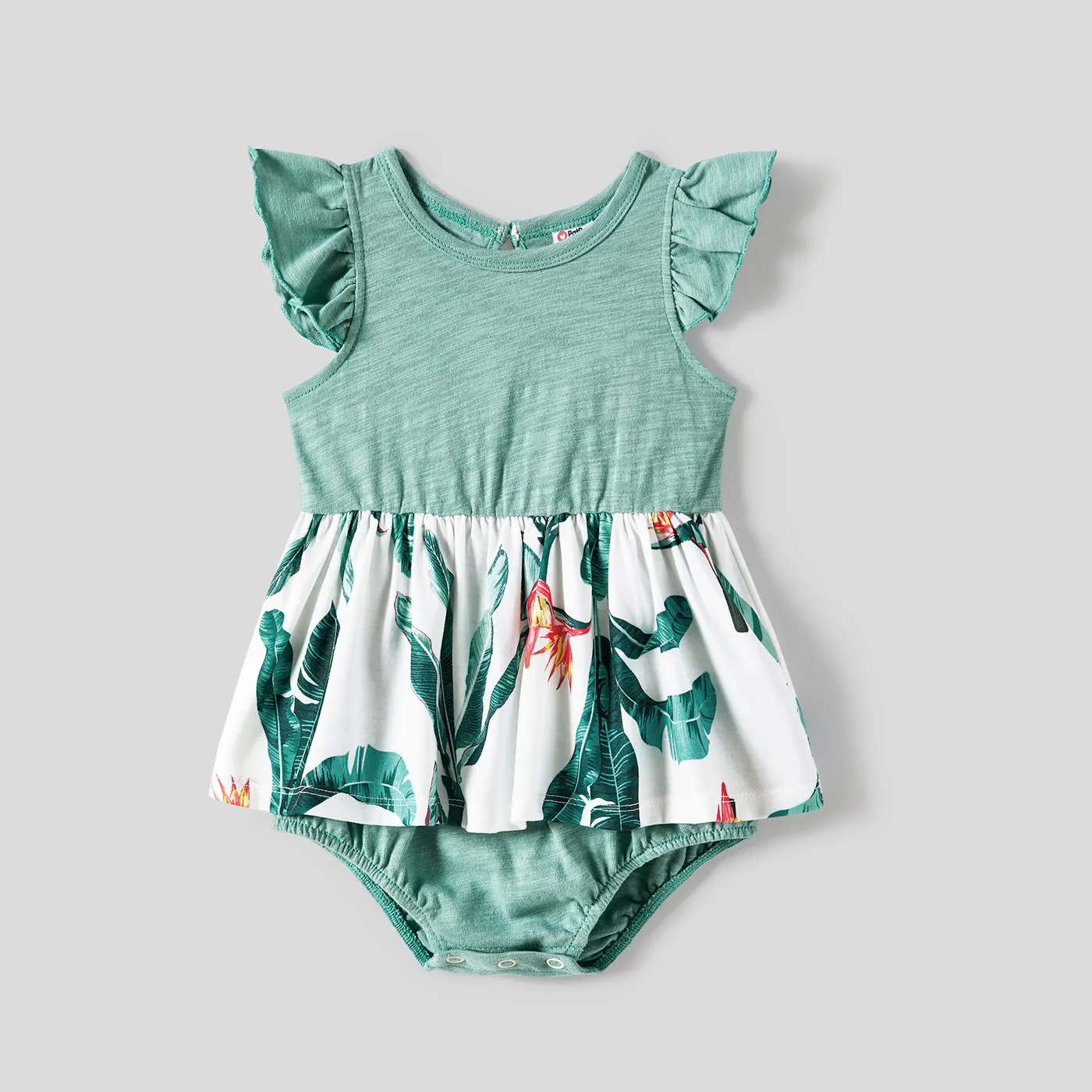Family Matching Plant Print Panel Ruffle Hem Tank Dresses and Short-sleeve T-shirts Sets  image 1