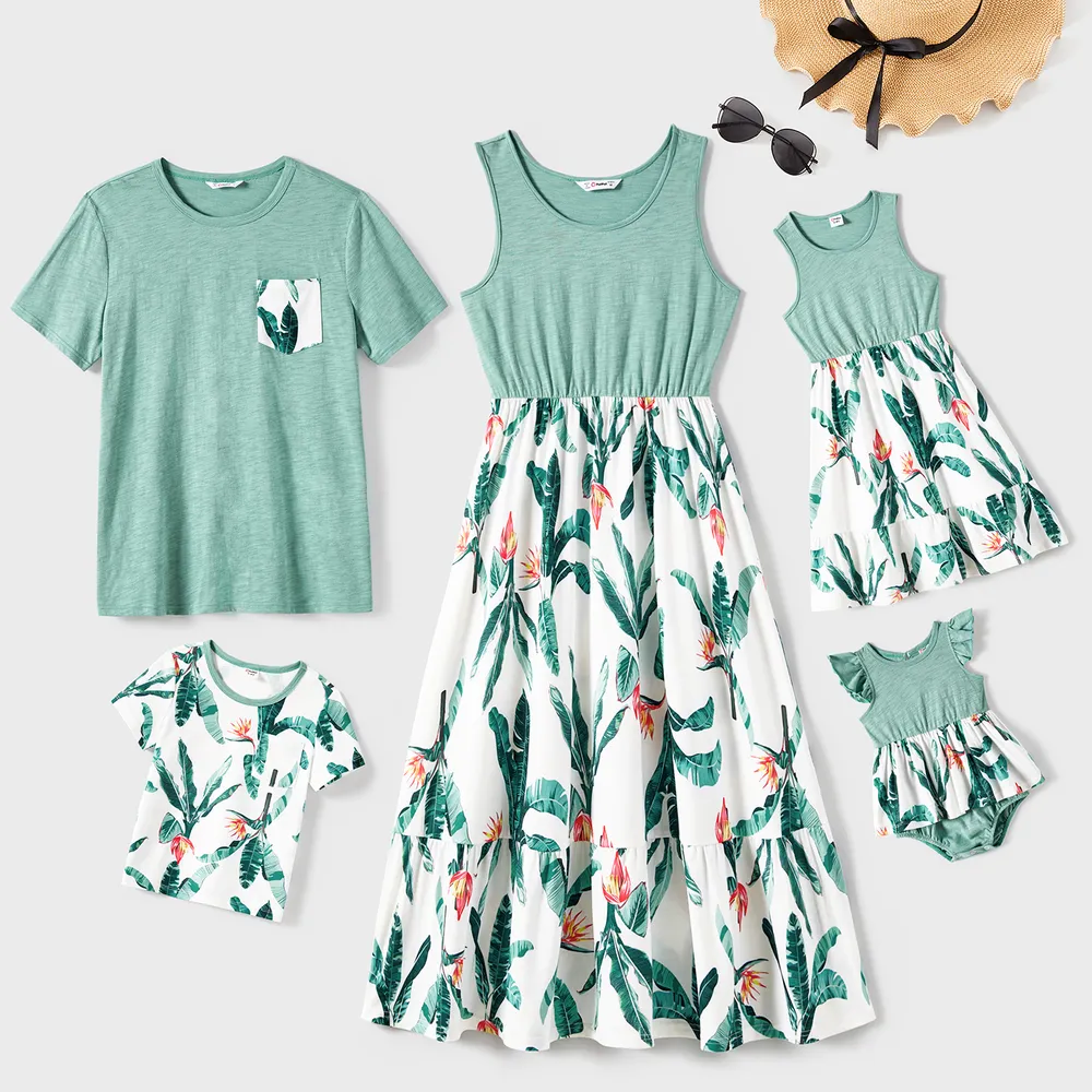 Look per tutta la famiglia Piante e fiori tropicali Senza maniche Coordinati per tutta la famiglia Set big image 10