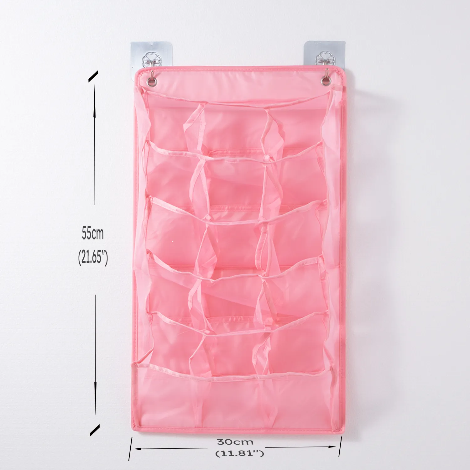 Hanging Closet Organizer Shelves Punch-free for Underwear Clothes Storage Pink big image 1