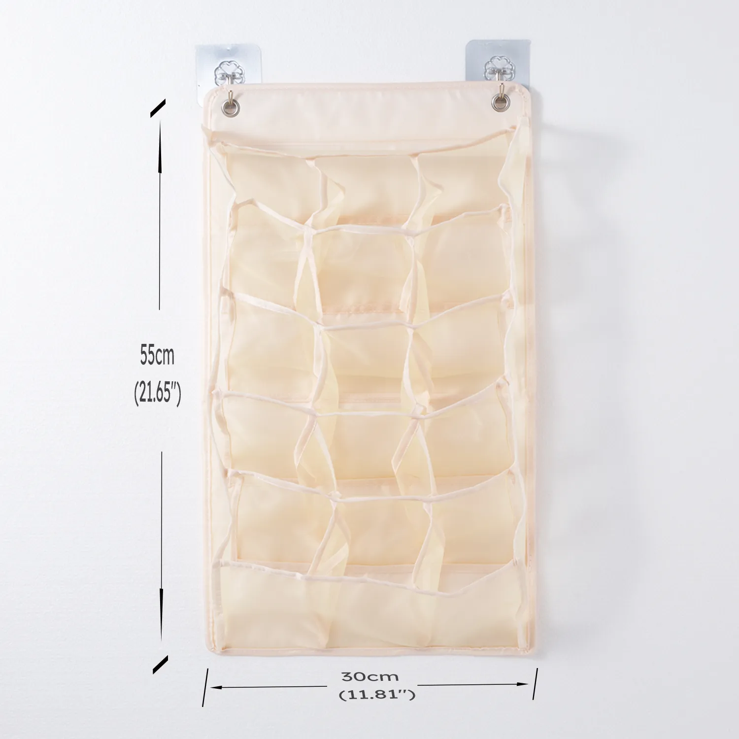 Hanging Closet Organizer Shelves Punch-free for Underwear Clothes Storage Beige