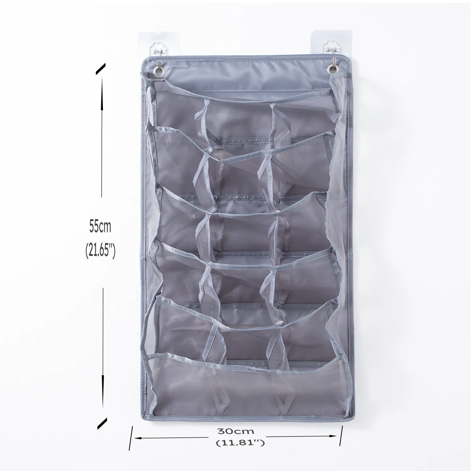 Hanging Closet Organizer Shelves Punch-free for Underwear Clothes Storage Grey