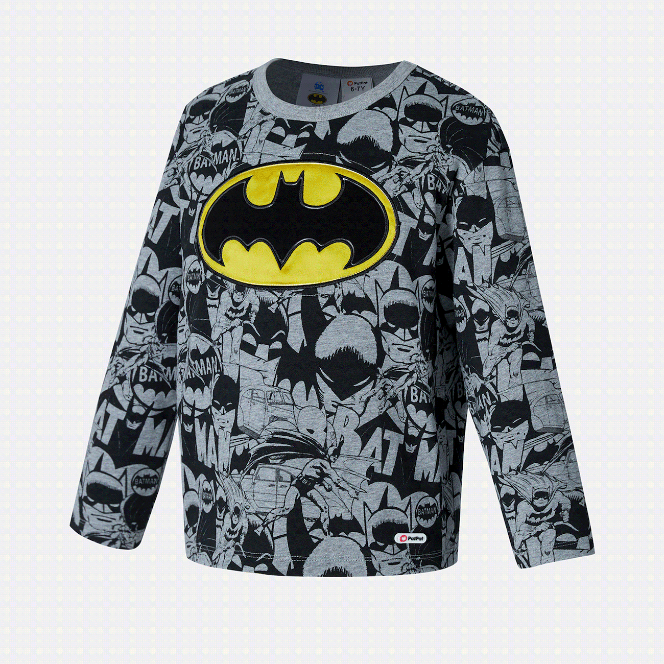 Go-Glow Illumiting Grey Sweatshirt avec motif Light Up Batman gris moucheté big image 1