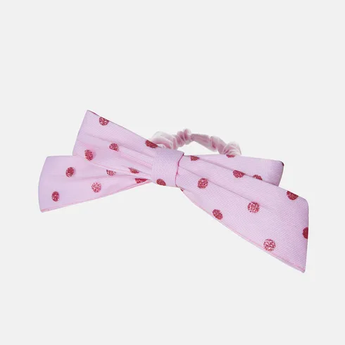 Go-Glow Light Up Bowknot Hair Tie Glitter Polka Dots Mesh Pink Including Controller (Battery Inside) Pink big image 6