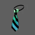 Go-Glow Light Up Stripe Mesh Necktie Including Controller (Battery Inside) Black/White image 2