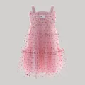 Go-Glow Illuminating Pink Dress with Light Up Removable Bowkont  Glitter Polka dots Including Controller (Battery Inside) Pink image 5
