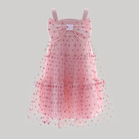 Go-Glow Illuminating Pink Dress with Light Up Removable Bowkont Glitter Polka dots Including Controller (Battery Inside) Pink big image 5