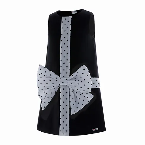 Go-Glow Illuminating Kid Black Dress with Light Up Removable Bowkont Including Controller (Battery Inside) BlackandWhite big image 3