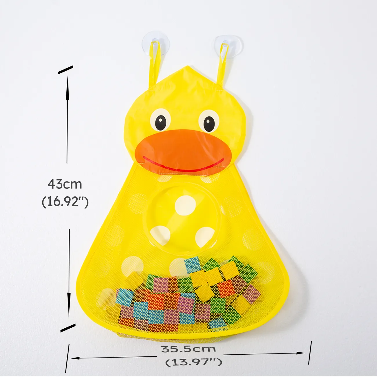 嬰兒淋浴沐浴玩具收納袋小鴨子小青蛙網狀浴室整理器 黃色 big image 1