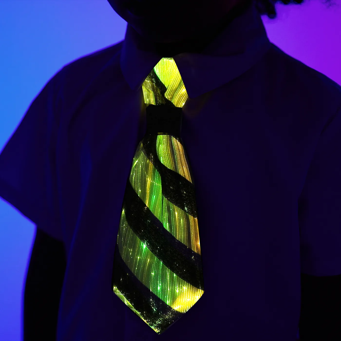 兒童男孩的發光條紋網眼預系領帶