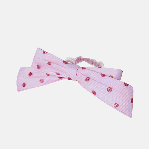 Go-Glow Light Up Bowknot Hair Tie Glitter Polka Dots Mesh Pink Including Controller (Battery Inside) Pink big image 2