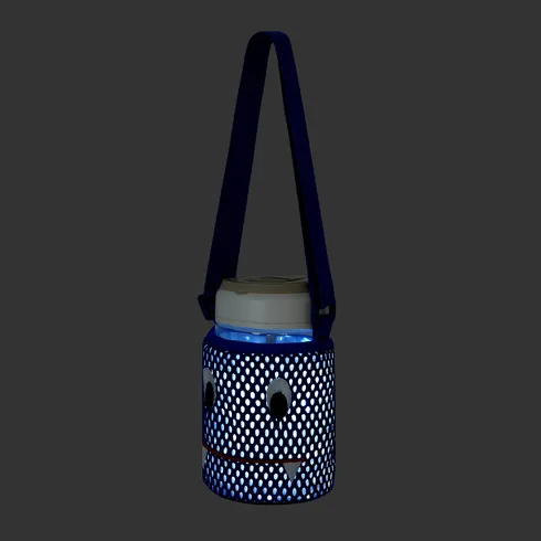 Go-Glow Light Up Bottle Bag Dinosaur Pattern Mesh Adjustable Cross-body Including Controller (Battery Inside) Blue big image 6