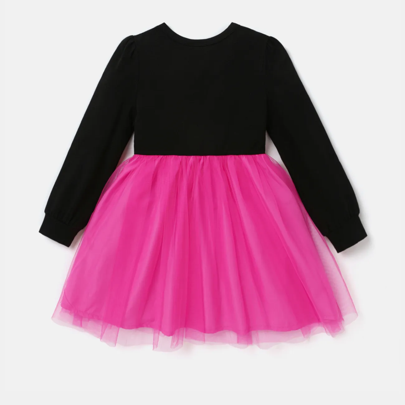 Barbie Toddler Girl Figure Print Bow Decor Long-sleeve Mesh Panel Fairy Dress PINK-1 big image 1
