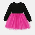 Barbie Toddler Girl Figure Print Bow Decor Long-sleeve Mesh Panel Fairy Dress PINK-1 image 5