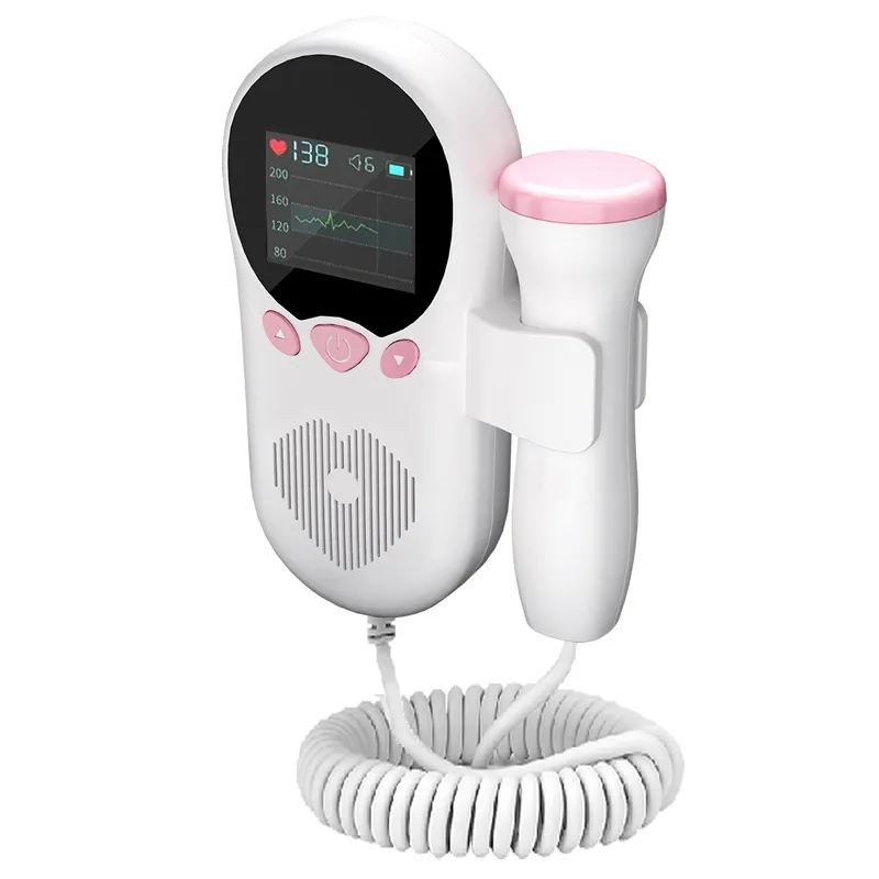 Monitor de frecuencia cardíaca fetal Doppler de uso doméstico con sonda de alta sensibilidad y clasificación impermeable IPX1 Rosa claro big image 1