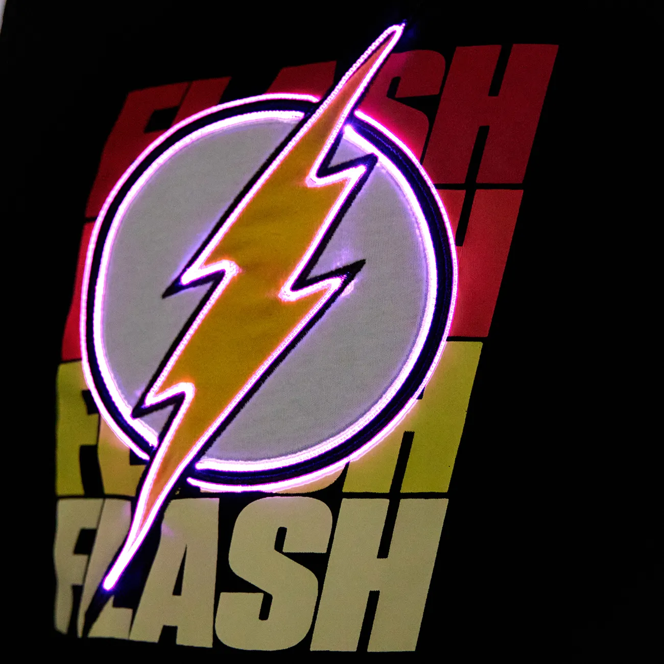 Go-Glow THE FLASH Illuminating Black Sweatshirt with Light Up The Flash Pattern Including Controller (Battery Inside) Black big image 1