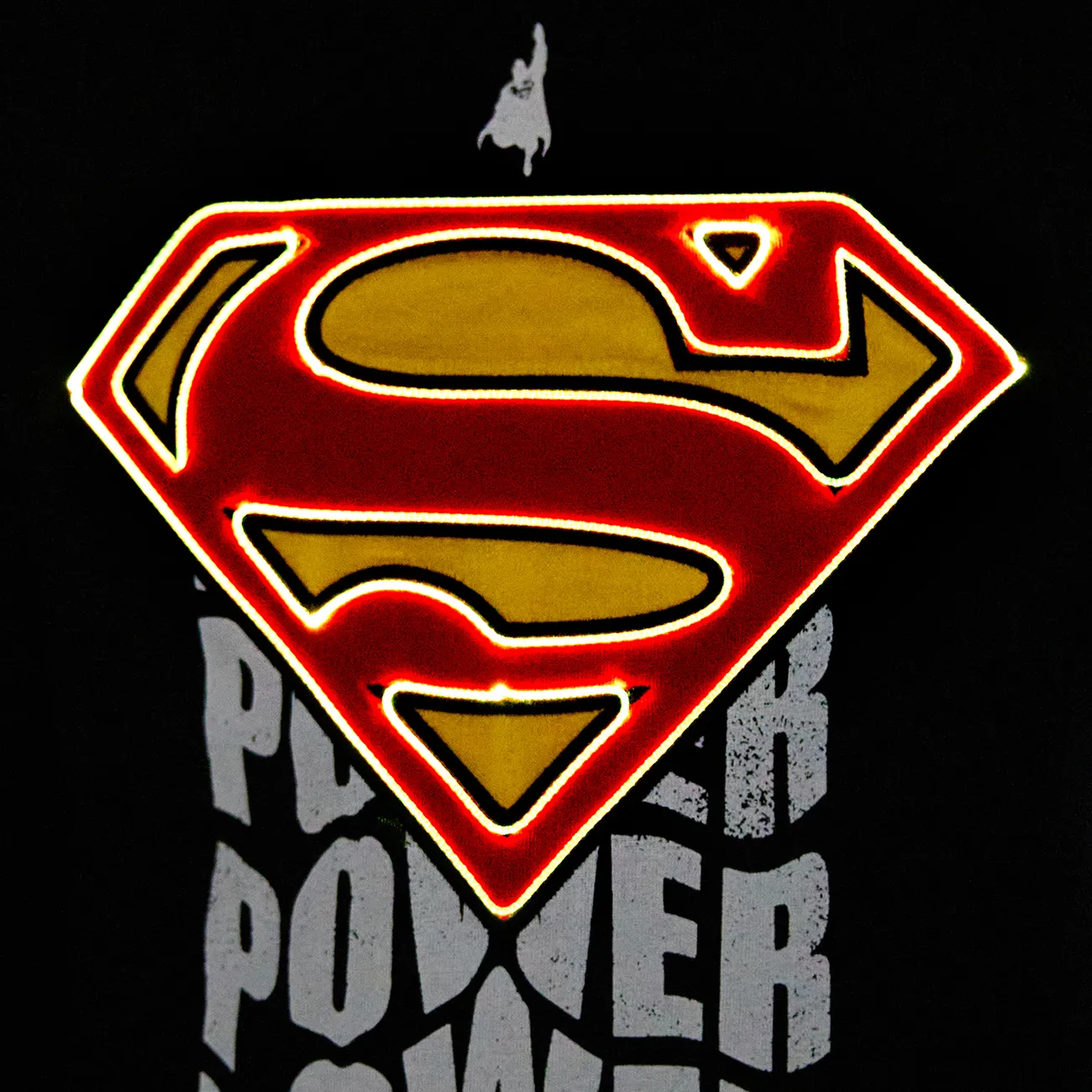 Go-Glow Illuminant le sweat-shirt noir avec motif Light Up Superman Noir big image 1