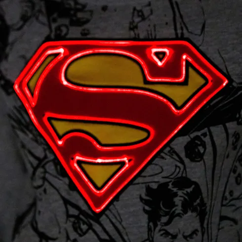 Go-Glow SUPERMAN Illuminating Grey Sweatshirt with Light Up Superman Pattern Including Controller (Battery Inside) Flecked Grey big image 9