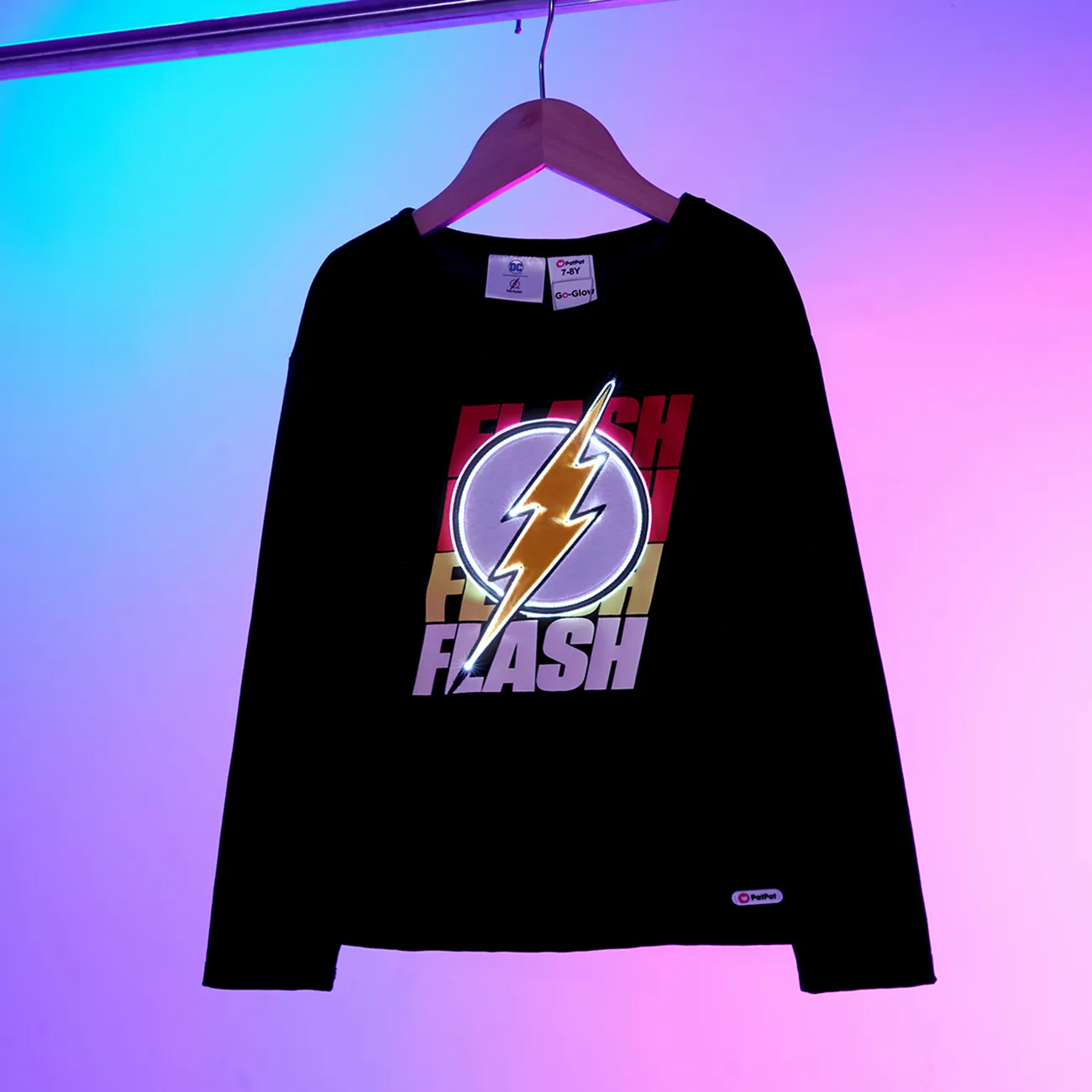 Go-Glow Sweat-shirt noir illuminant avec motif Light Up The Flash Noir big image 1
