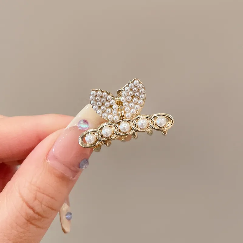Toddler / Kid's Delicate Rhinestone Pearl Small Hair Clip Creamy White
