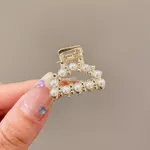 Toddler / Kid's Delicate Rhinestone Pearl Small Hair Clip Champagne