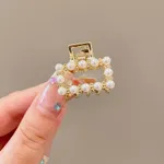 Toddler / Kid's Delicate Rhinestone Pearl Small Hair Clip Gold